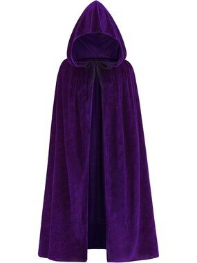 🎃Women's 59Inch Purple Halloween Velvet Cloak Hood Cape Cloak Vampire Costume
